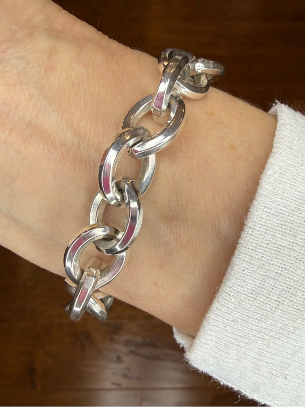 Chunky Sterling Silver Link Bracelet 925 Heavy Bold Luxe Style 48g